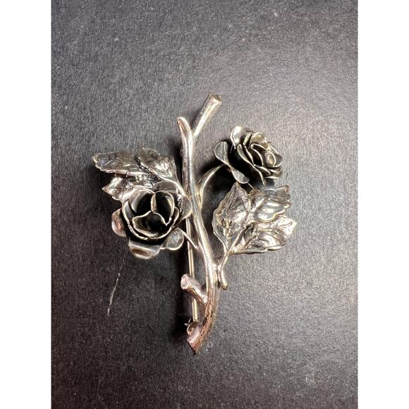 Vintage Danecraft sterling rose brooch pin - Picture 7 of 10